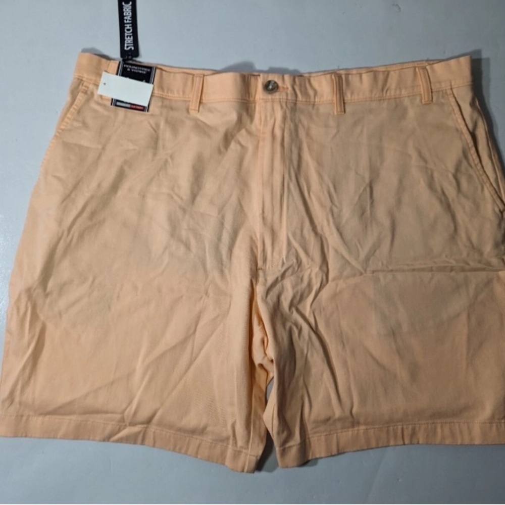NEW Big Mens Size 44 Roundtree & Yorke Chino Shorts Cotton (9" Inseam) Peach